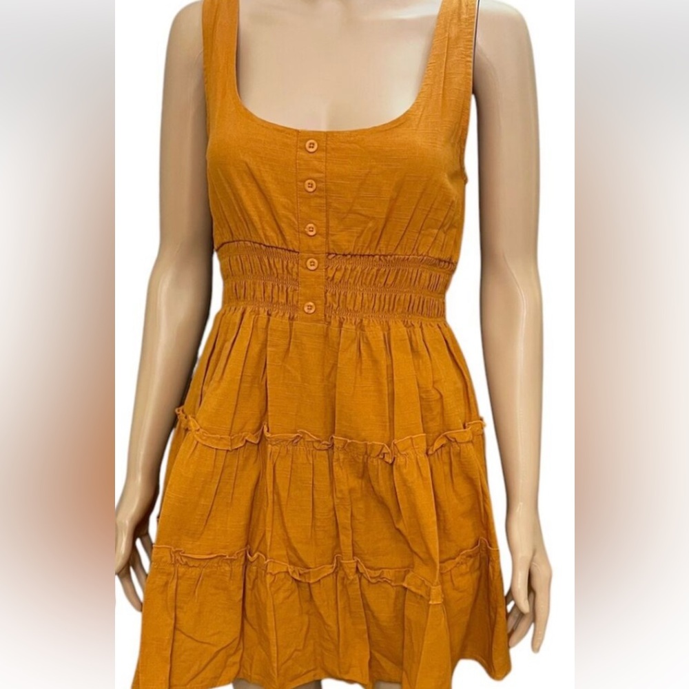 Urban Outfitters Orange Sleeveless Scoop Neck Sundress